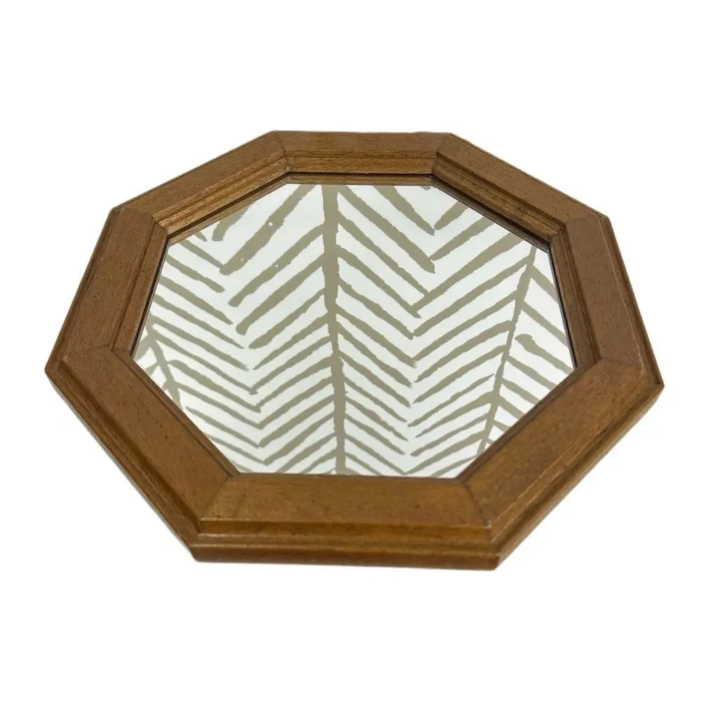Vintage Octagon Wood Mirror